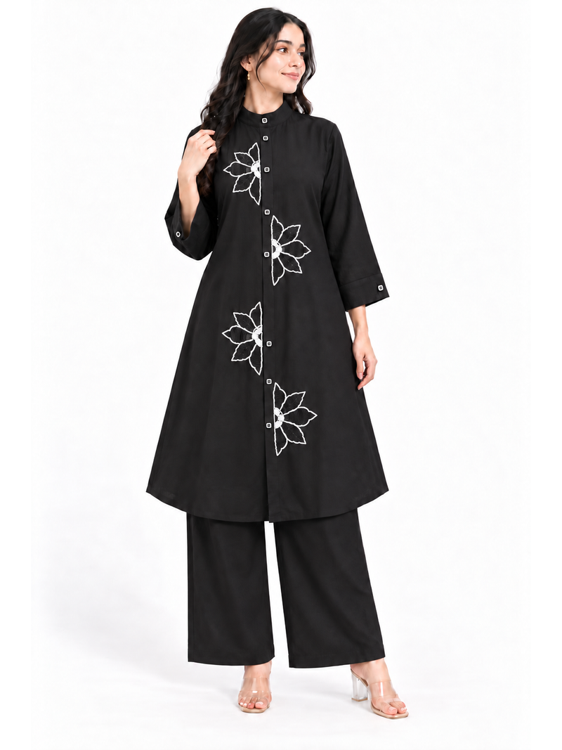 Floral Handwork Chinon Co-ord Set