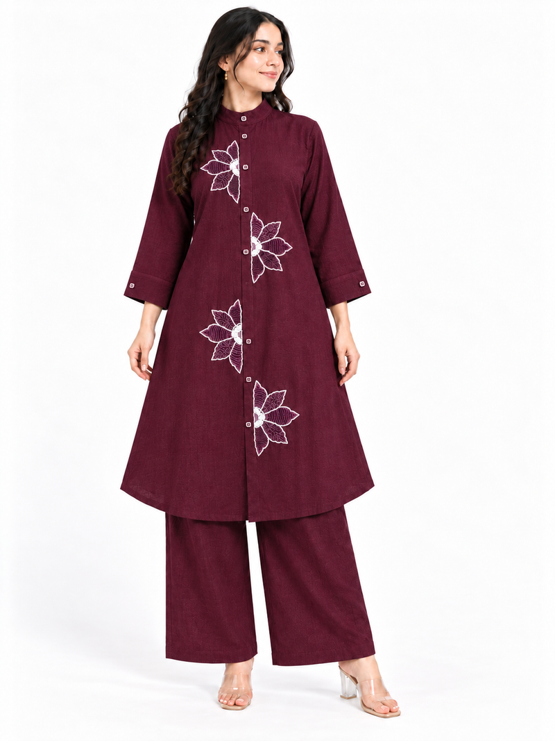 Floral Handwork Chinon Co-ord Set