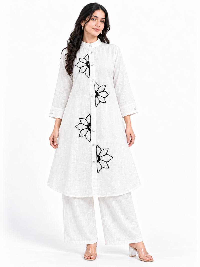 Floral Handwork Chinon Co-ord Set