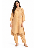 Light Brown Striped Cotton Co-ord Set - product view 1