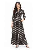 Black Printed Rayon Kurta Palazzo Set - product view 1