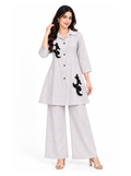 Embellished Shirt Co-ord Set in Pearl Grey - product view 1