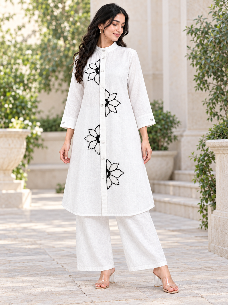 Floral Handwork Chinon Co-ord Set