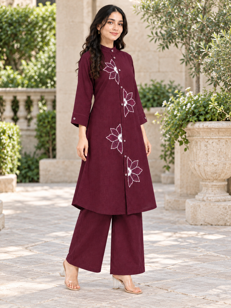 Floral Handwork Chinon Co-ord Set