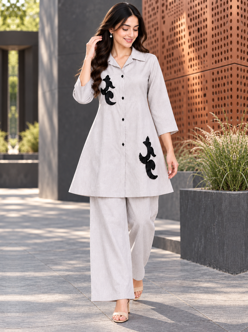 Embellished Shirt Co-ord Set