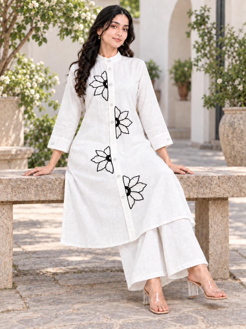 Floral Handwork Chinon Co-ord Set