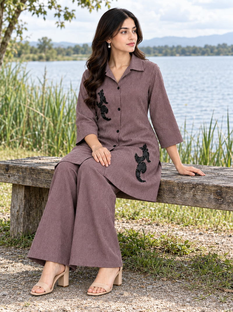 Embellished Shirt Co-ord Set