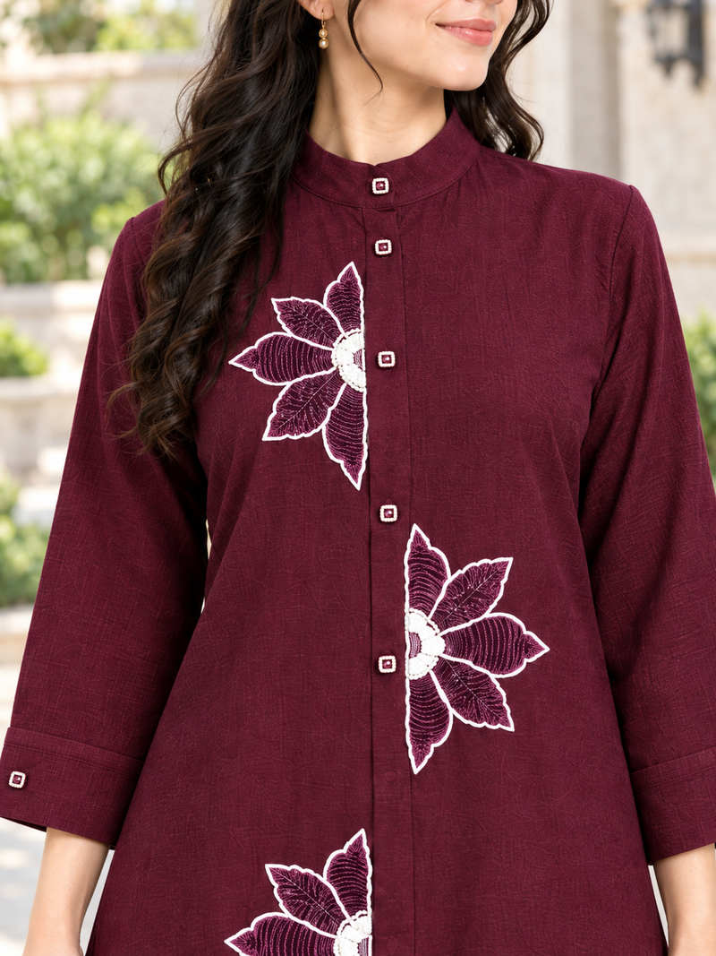 Floral Handwork Chinon Co-ord Set