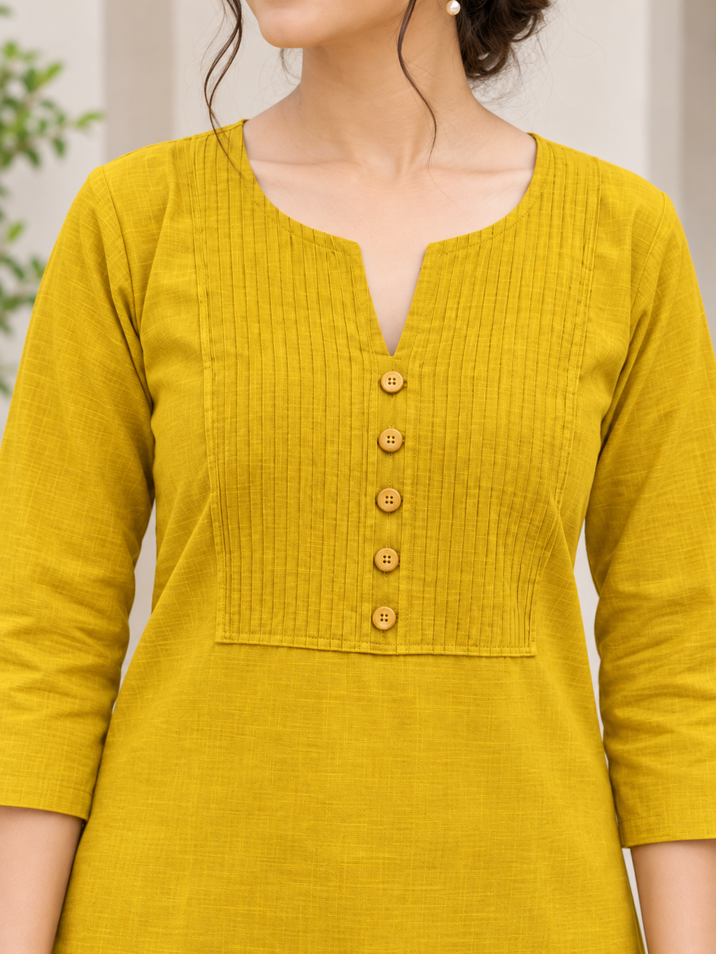 Mustard Pintuck Vatican Short Kurti - product view 5
