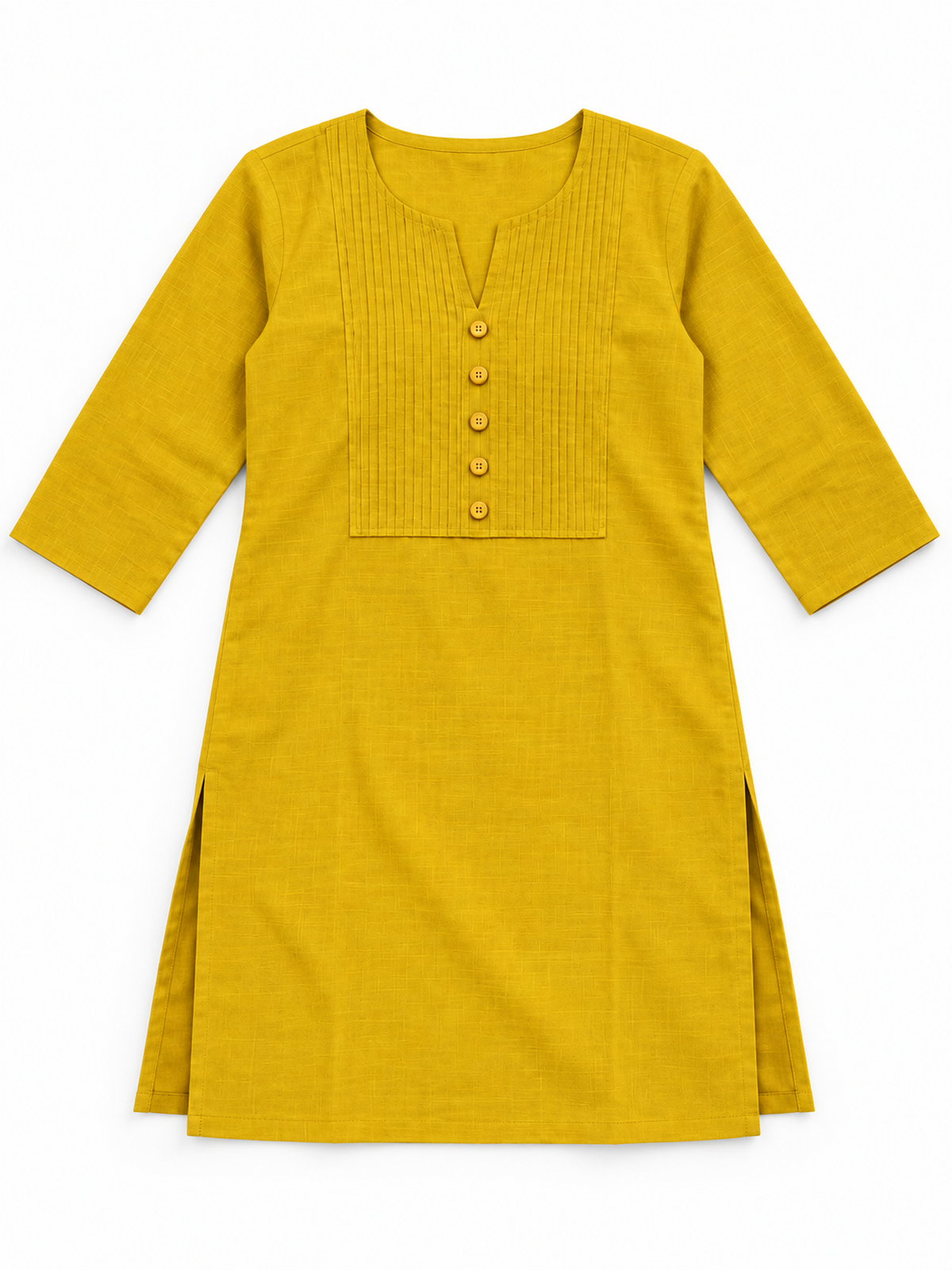 Mustard Pintuck Vatican Short Kurti - product view 6