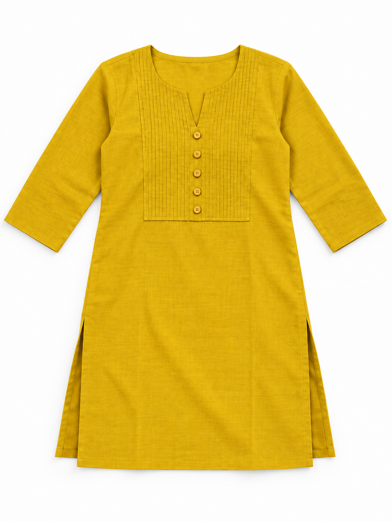 Mustard Pintuck Vatican Short Kurti