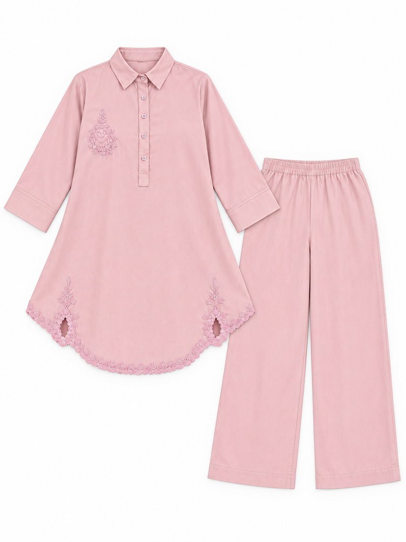 Bead-Embroidered Scallop Hem Co-ord Set