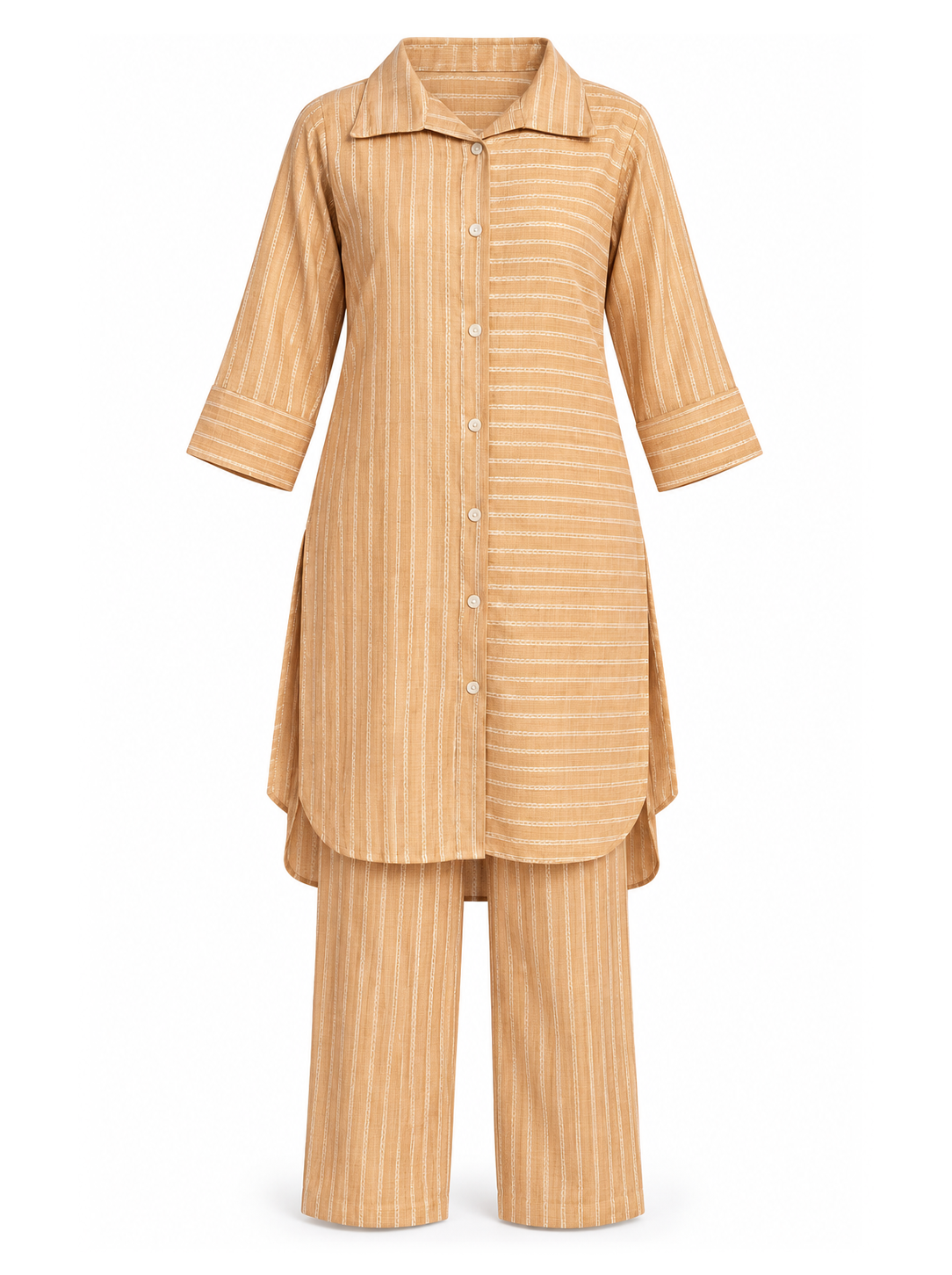 Light Brown Textured Cotton Co-ord Set