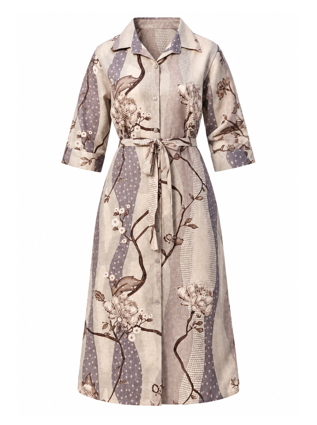 Grey Handloom Cotton Belted Kurti - product view 7