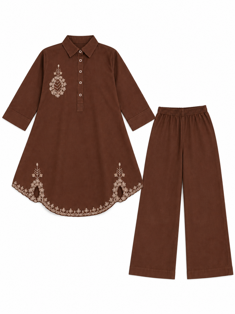 Bead-Embroidered Scallop Hem Co-ord Set