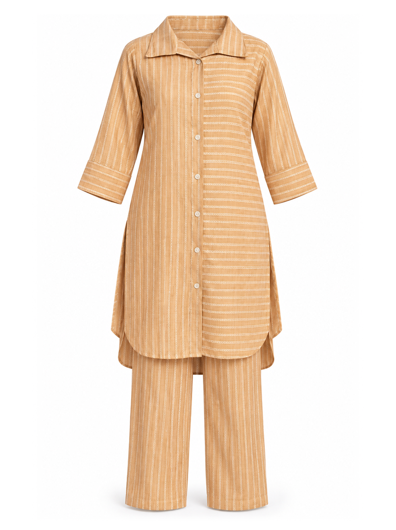 Light Brown Textured Cotton Co-ord Set